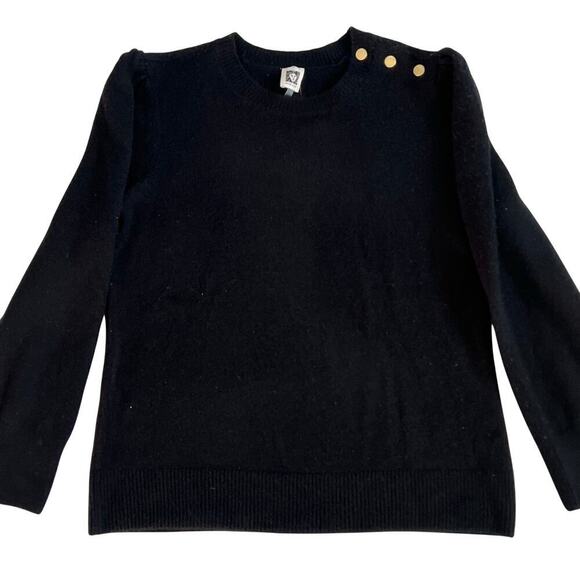 Anne Klein Sweater Pullover Black Size Large L with Puffed Sleeves NEW - Picture 1 of 6